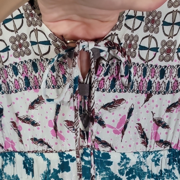 DEPT Floral Maxi Dress XS/S Boho Hippie Cottagecore Gypsy Festival Flowy Rayon - Picture 7 of 15